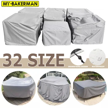 Multi-Sizes Furniture Cover Waterproof Outdoor Garden Patio Beach Sofa Chair Table Black silver Covers Rain Protection Cover
