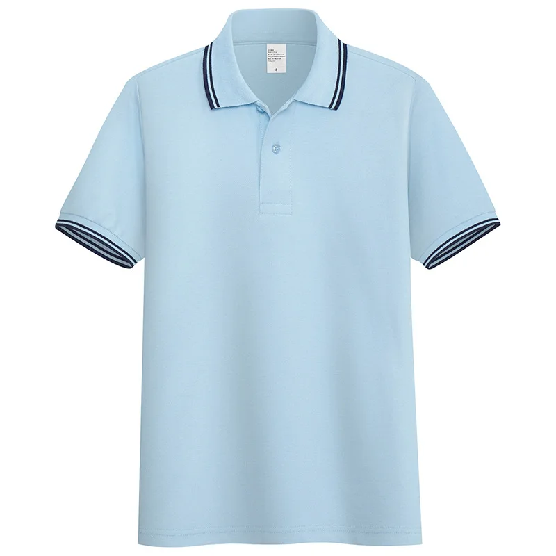 Хлопок, высокое качество, мужские Поло, Брендовые повседневные рубашки с коротким рукавом, одноцветные поло, весна-осень, топы, размер S-3XL; YA287 - Цвет: Light Blue