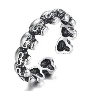 

Real 925 Sterling Silver skull Geometric Ring For Fashion Women Cute Fine Jewelry 2020 skull Accessories Gift