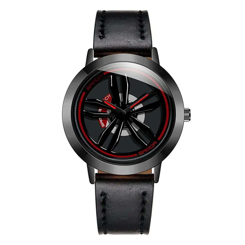 

Creative Simple Waterproof Men's Watch Leather hollow dial Watch Men's Wrist Watch Round Case Watch