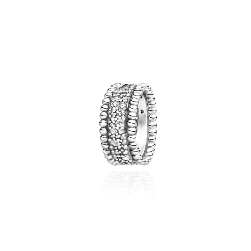 

JrSr 2020 New arrival 925 Sterling Silver Rings Freehand Hearts Clear Heart Solitaire Beaded Pave Band Ring fashion Jewelry gift