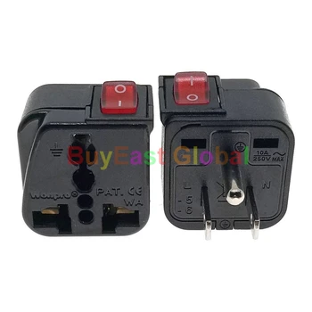 

(Pack 3) USA Canada Thailand Electrical Plug Adapter AC100~250V 10A With On/Off Main LED Switch