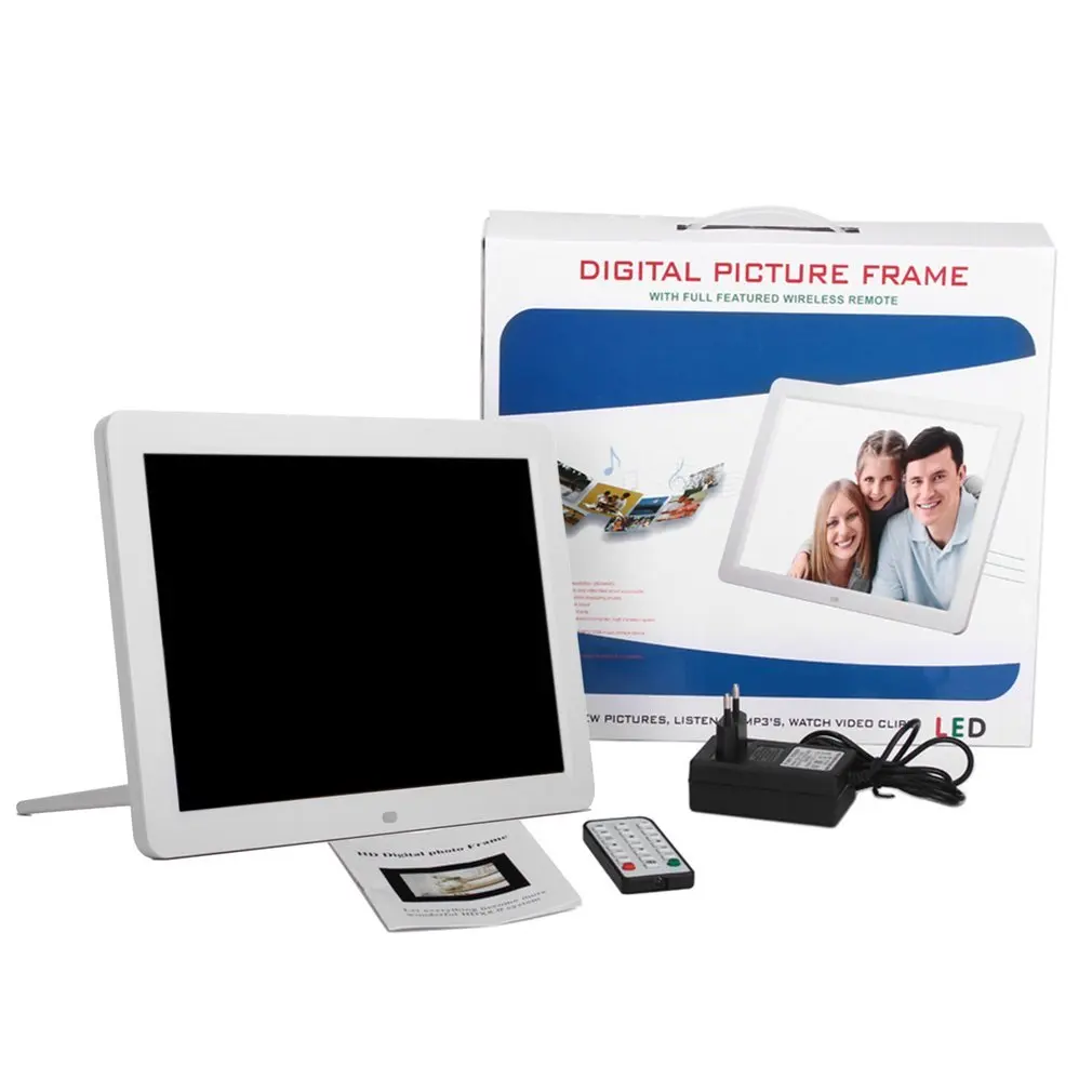 

Multifunctional Digital Picture Frame With Full Featured Wireless Remote 12 Inch LCD Screen Display Built-in Speaker