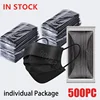 10-500Pcs Adults Mask Disposable individual Separate Package masque noir Anti-dust 3 Layer Ply Filter Black Mouth Face mask 1