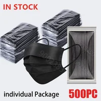 10-500Pcs Adults Mask Disposable individual Separate Package masque noir Anti-dust 3 Layer Ply Filter Black Mouth Face mask 1
