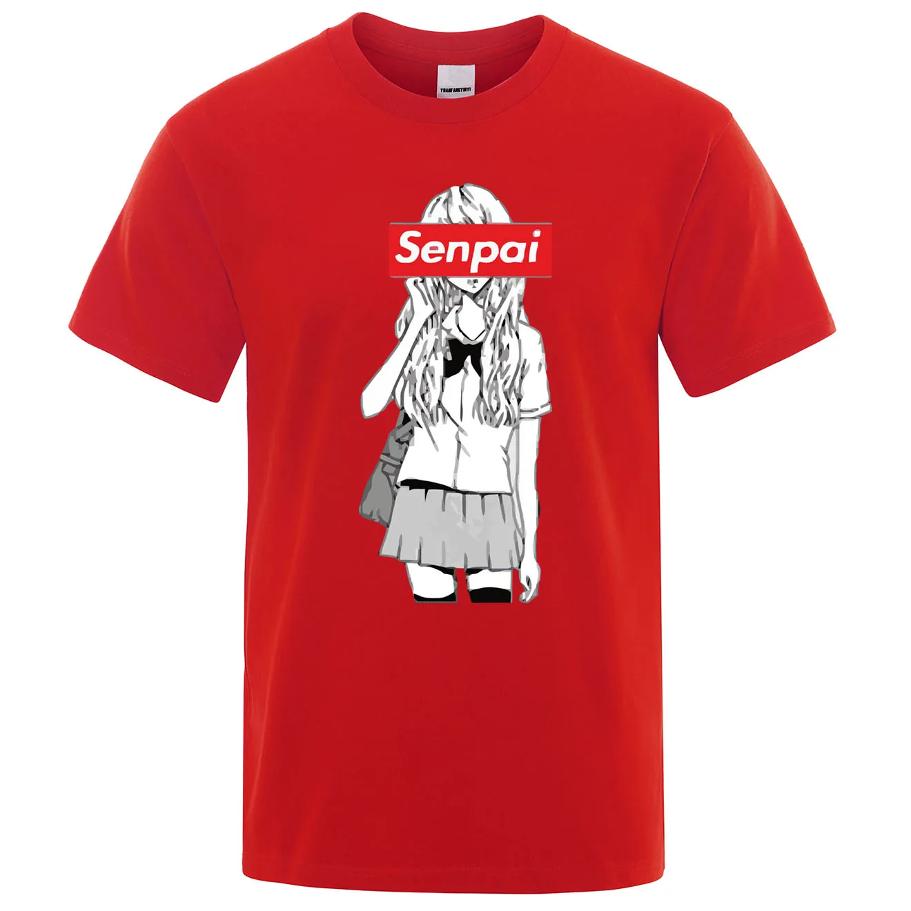 Senpai Anime Girl Nerdy Print T Shirt Summer Cotton Men's T-shirt Manga Streetwear Tee Tshirt Unisex Harajuku Clothes Tops Tees - Цвет: red 6