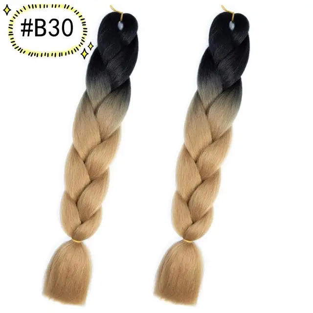 Jumbo Braiding Hair Extensions Kanekalon Braiding Hair 24 Inch Ombre Multiple Tone Colored Synthetic Hair for Women B30