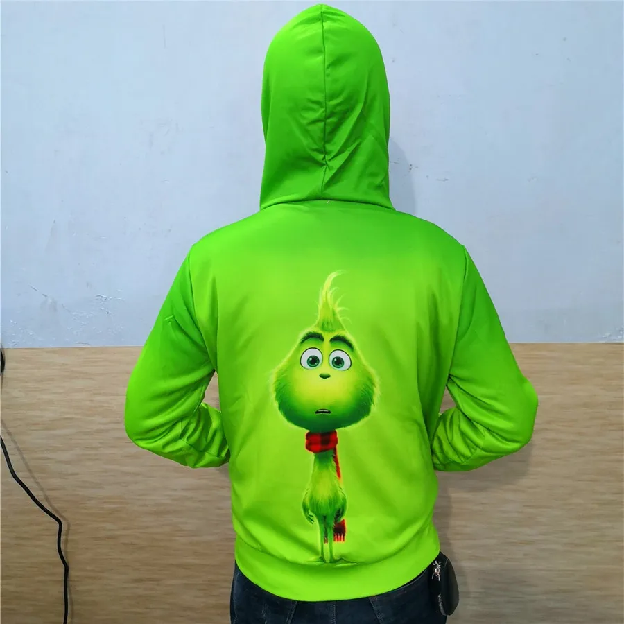 Аниме толстовки Толстовка фильм Grinch Хэллоуин Рождество косплей костюм для мужчин женщин с капюшоном Топ Новинка