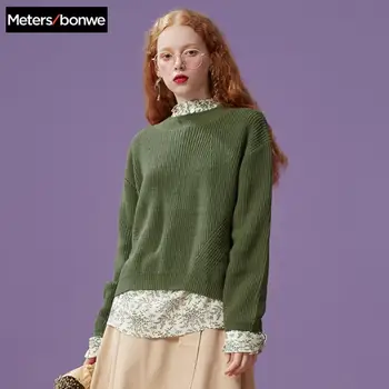 

Metersbonwe Cotton Knitted Sweater Women Pullovers Turtleneck Autumn Winter Basic Women Sweaters Korean Style Slim Fit