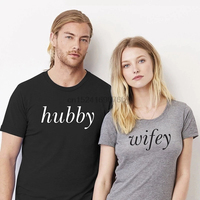 Футболки Hubby Wifey парные футболки забавные одинаковые для пары топы с короткими