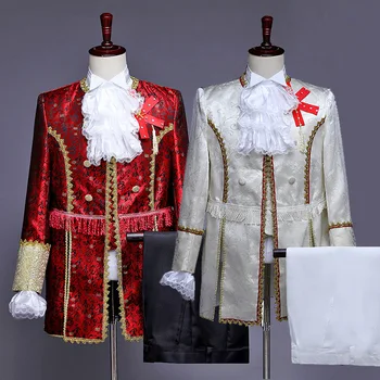 

Men Classic Five-piece Set Suits Signers Stage Performance European Court Tuxedo Dresses Party Prom Wedding Groom Costume