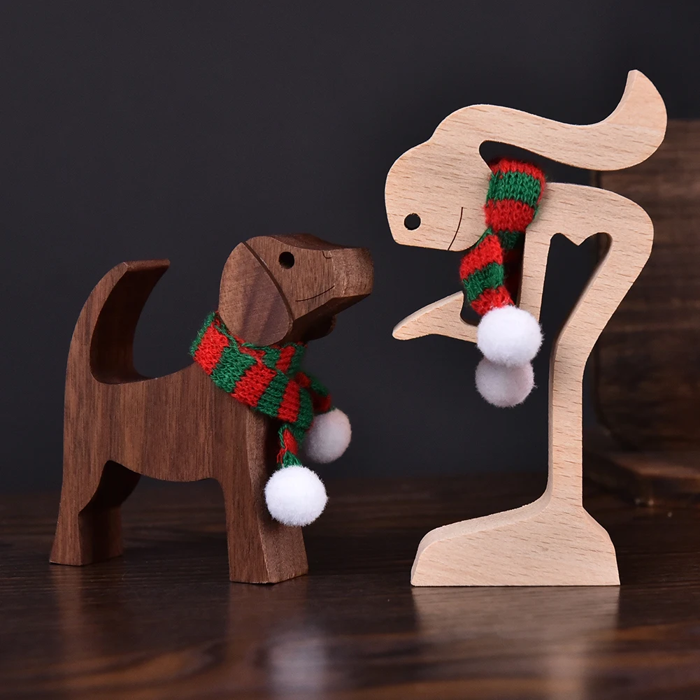 Pet Decorations Craft Wooden Dog Cat Doll Ornaments Carved Model Home Office Ornaments Creative Love Pets Dropshipping