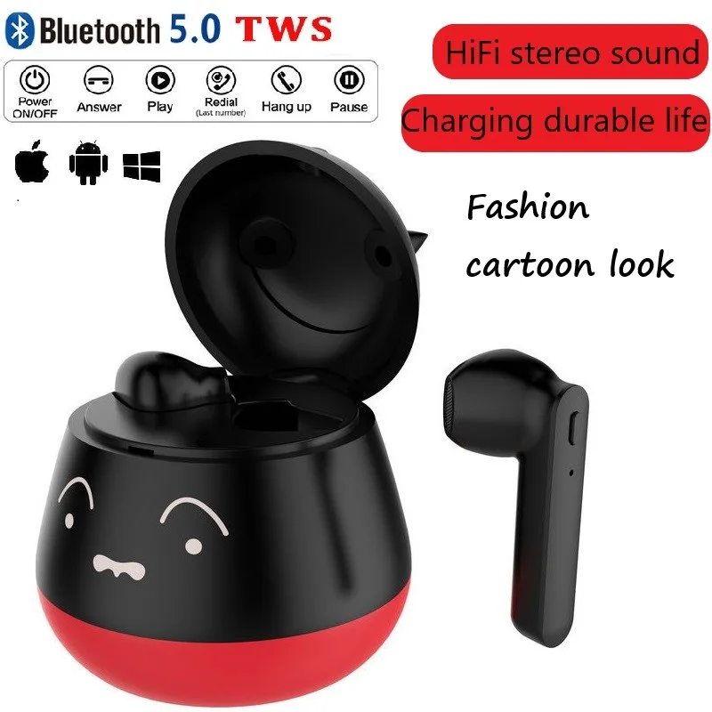 Fashion Cartoon Bluetooth Headset TWS Wireless Binaural Running Sports Bluetooth 5 0 Earphone Button Control for Android Apple