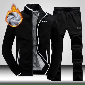 

Winter Men Tracksuit 2020 New Fleece Lined Jacket Sweatpants Men Thick Warm Tracksuits Casual Slim Fit Mens Fashion Sets