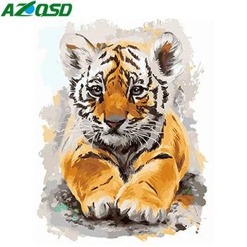 

AZQSD Painting By Numbers Abstract Animal DIY Handpainted Gift Adult Acrylic Paint Coloring By Numbers Tiger Decor For Home