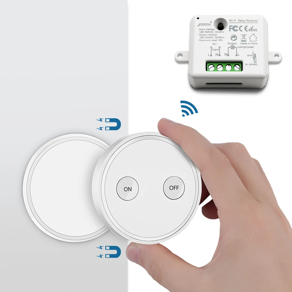 Acheter Interrupteur de lumière sans fil à télécommande 220V avec minuscule Module de relais interrupteur mural magnétique ou être Portable portée 200m facile à installer