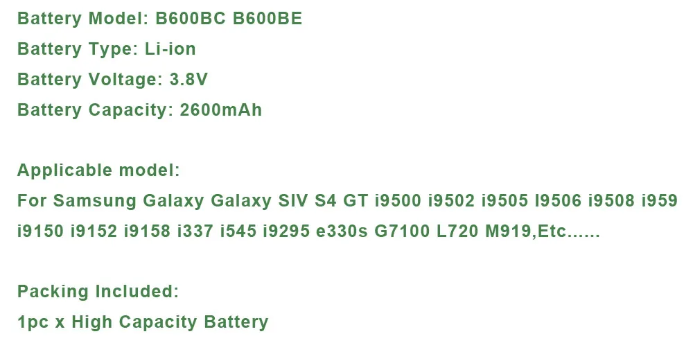B600BC Батарея для SAMSUNG Galaxy SIV S4 GT i9500 i9502 i9505 I9506 i9508 i959 i9150 i9152 i9158 i337 i545 i9295 B600BE Батарея