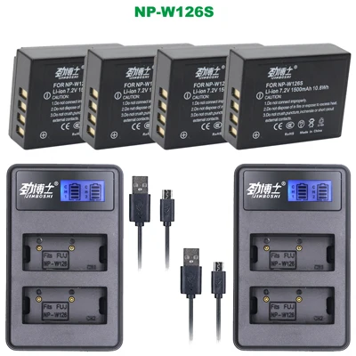4 шт. NP-W126S NP W126S Батарея+ 2 шт. ЖК-дисплей USB Зарядное устройство для ЖК-дисплея с подсветкой Fujifilm Fuji X-T2 X-A3 XT2 XA3 X-T20 NPW126S NP-W126 Батарея - Цвет: 4X B and 2X Charger