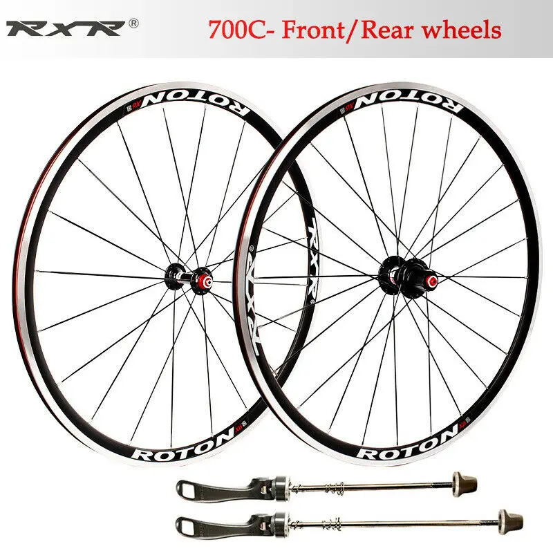 RXR Road Bike Wheelset 7-11 Speed Aluminium Wheelset 700c V Brake Clincher Front Rear Bearing Wheels Fit Shimano Cassette