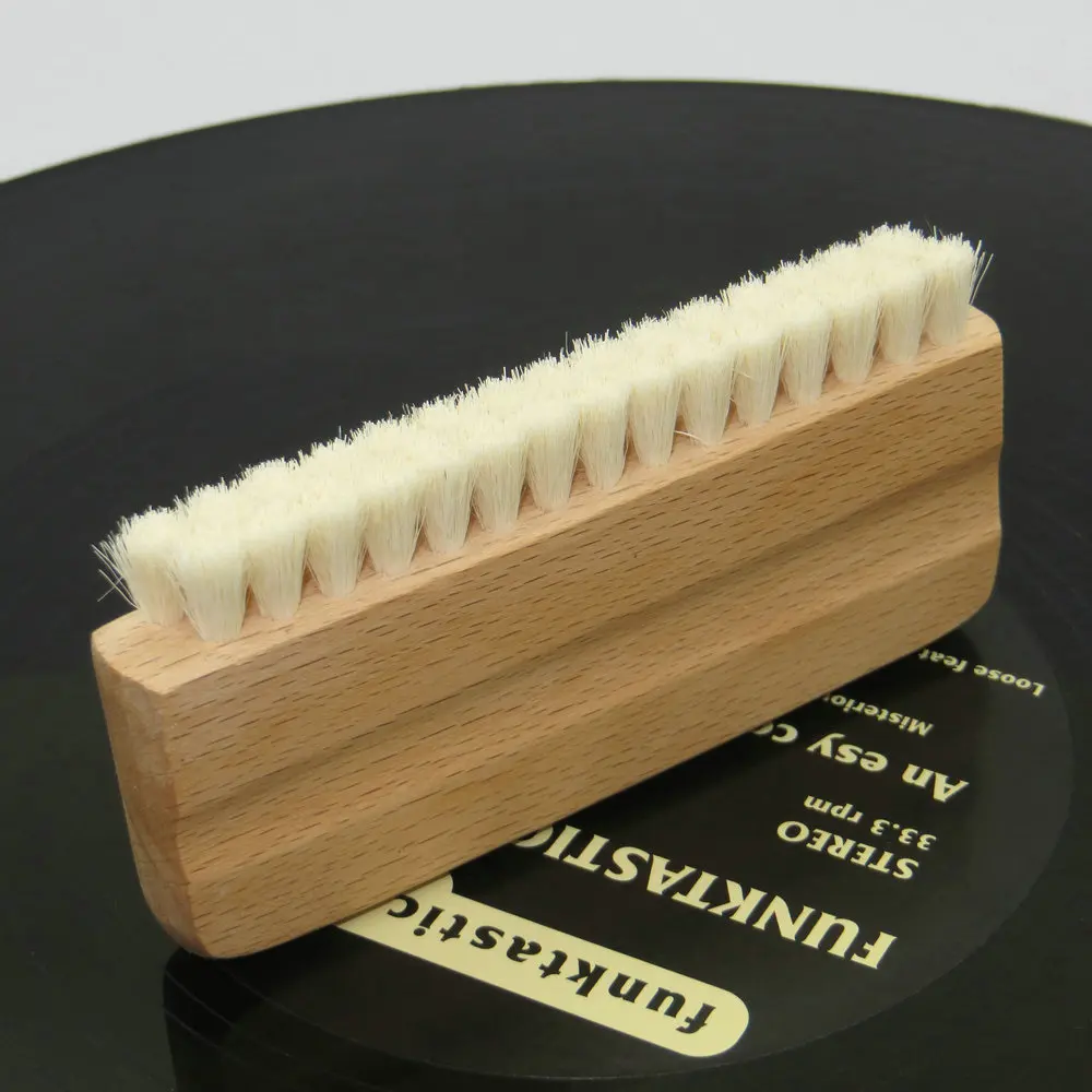 LP Vinyl Record Cleaning Brush Anti-static Goat Hair Wood Handle Cleaner Cd Player Turntable