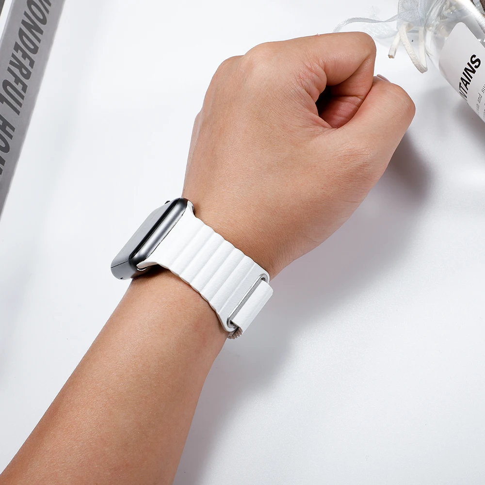 Кожаный ремешок-петля для Apple watch 5, 4, 3, 2, 1, 44 мм, 40 мм, 42 мм, 38 мм, браслет из натуральной кожи с магнитной петлей, аксессуары для iwatch