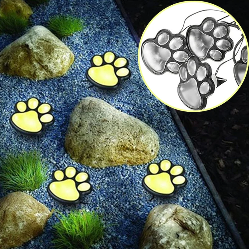 

4pcs Paw Print Solar Outdoor Light Bear Claw Footprint Waterproof Solar Powered Garden Patio Path Landscape Lamp Christmas Decor