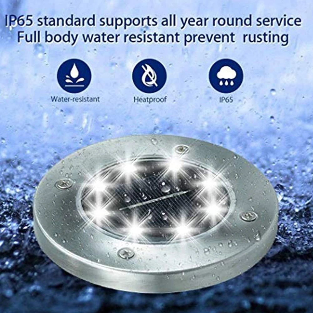 4Pcs LED Solar Buried Floor Light Waterproof Stainless Steel Underground Lights Outdoor Garden Road Path Stairs Ground Lawn Lamp 5