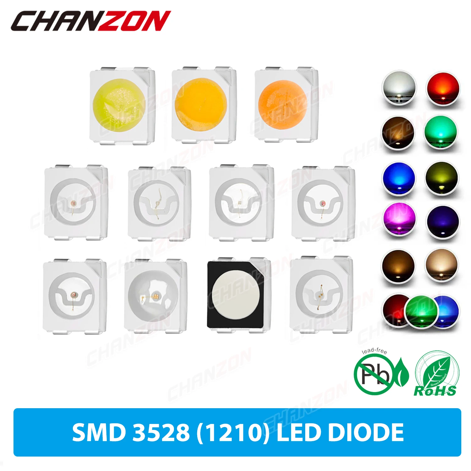 100 шт. 3528 SMD светодиодный диодный чип теплый белый красный зеленый синий желтый
