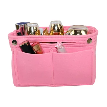

Women Makeup Bag 2019 Fashion Women Felt Insert Purse Organizer Foldable Cosmetic Bags Travel Bag Female Make Up Bag Neceser