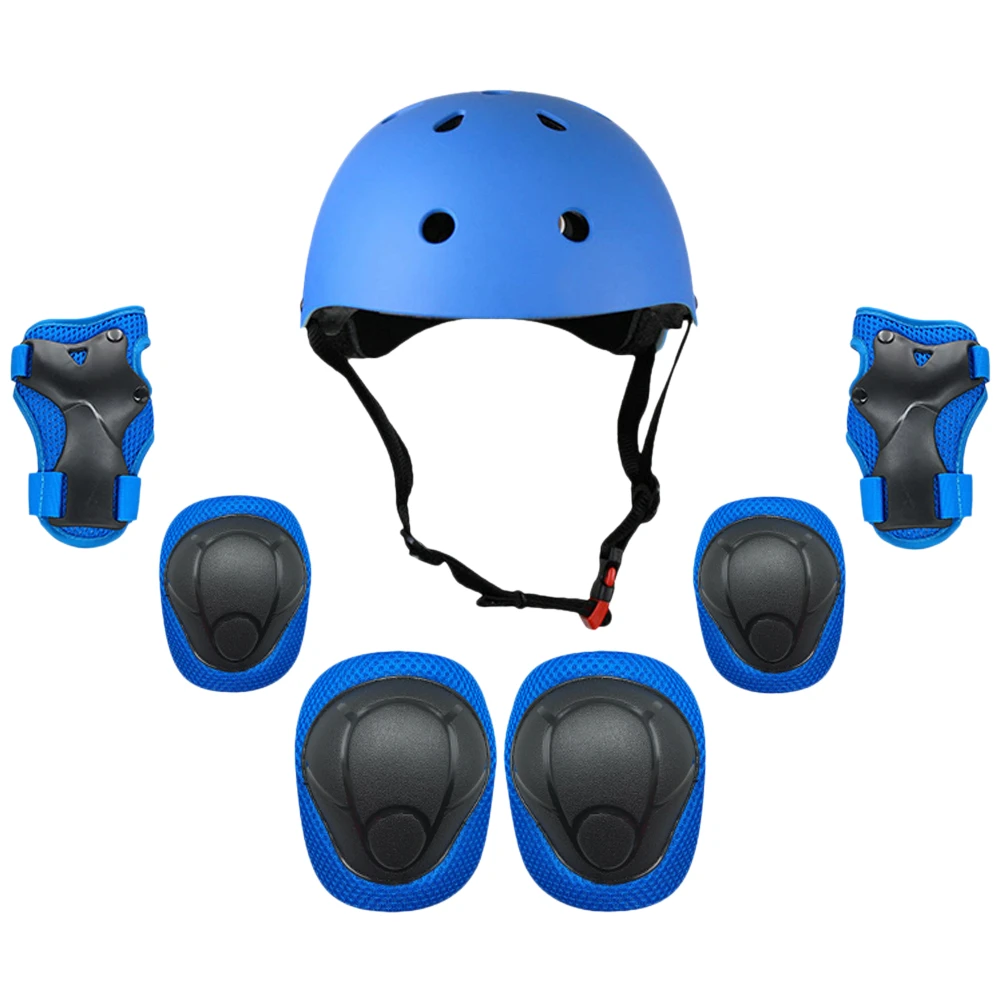 Outdoor Protective Equipment Kids 7 in 1 Helmet and Pads Set Adjustable Knee Elbow Pads For Scooter Skateboard Roller Skating