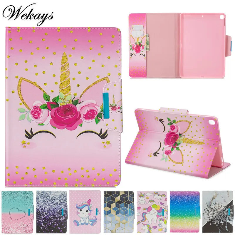 Чехол Wekays для iPad 10 2 2019 кожаный чехол с мультяшным единорогом 7 го поколения A2200 A2198