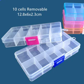 

1/5/10pcs 10Compartment Storage Box Practical Adjustable Plastic Case for Bead Rings Jewelry Display Organizer