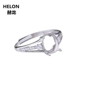 

925 Sterling Silver Women Engagement Wedding Ring 7x9mm Oval Cabochon Semi Mount Ring fit Amber Turquoise Setting Wholesale