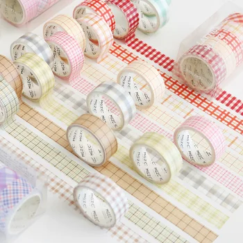 

5pcs Beautiful Color Combination Grid Series Washi Tape Set Masking Tape DIY Scrapbooking Decoration Cute Stationery Wholesale
