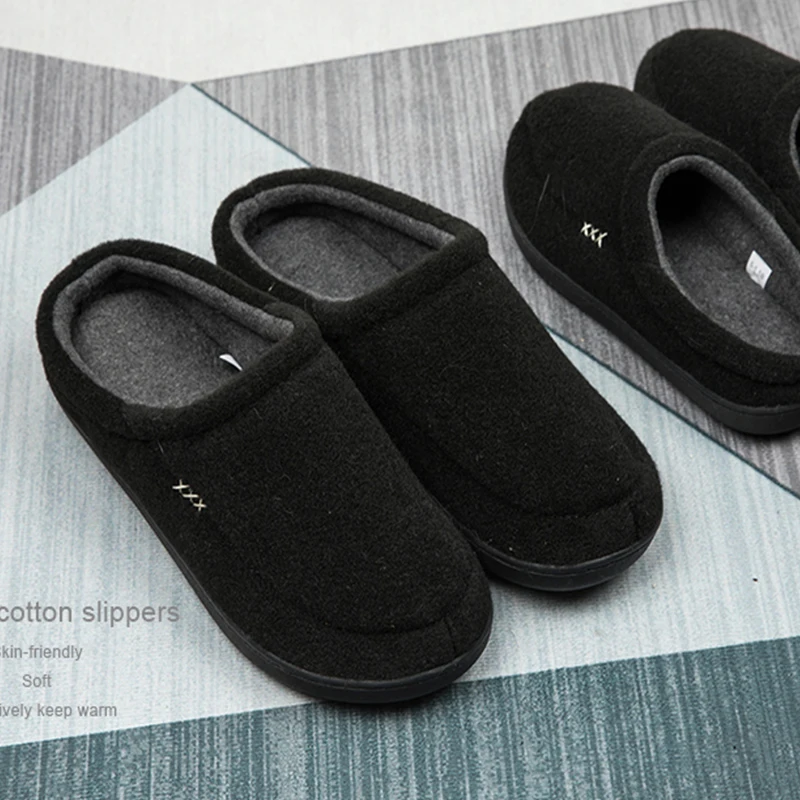 Winter Warm Slipper Men Home Soft Slipper For Men Plush Velvet Indoor Shoes Beadroom Slides Suede Cotton Slippers BIg Size 50