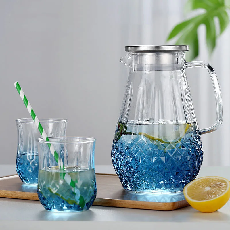 Pitcher Carafe Glass Water Juice Tea Bedside Beverage Coffee With Jug  Coldiced Lid Spout Lemonade Dispenser Cream Ice