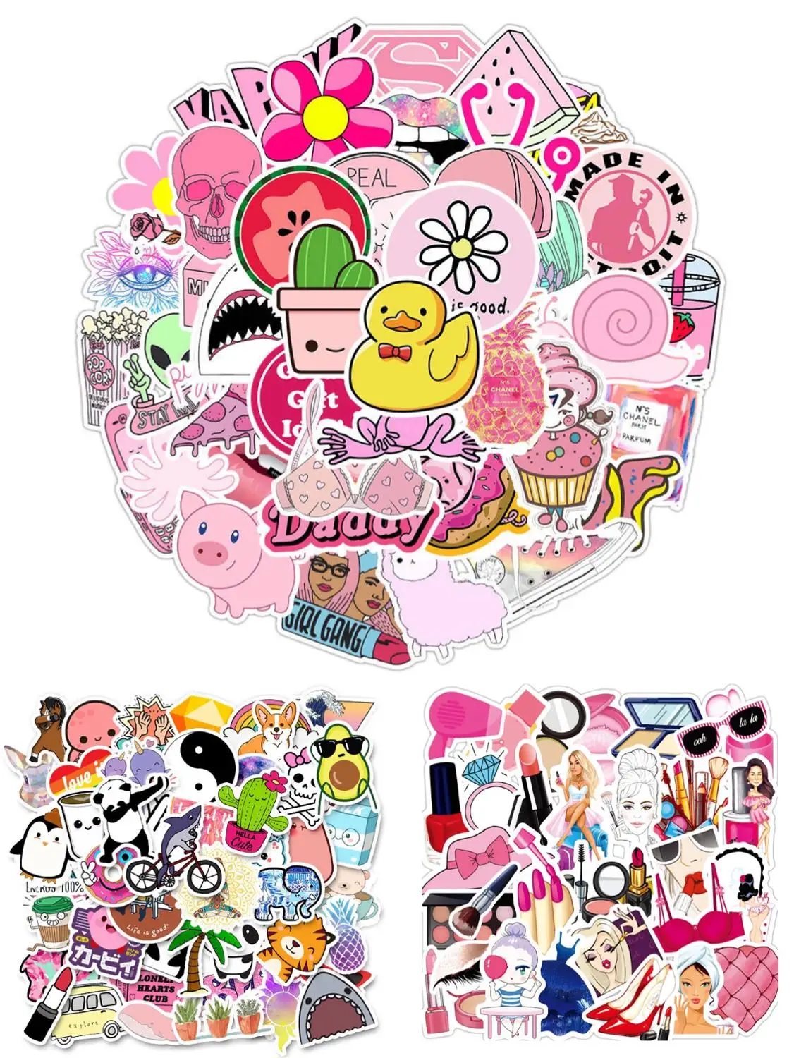 

50PCS Cool Summer Vsco Stickers Pack Pink Girl Anime Stiker For Children On The Laptop Fridge Phone Skateboard Suitcase Sticker