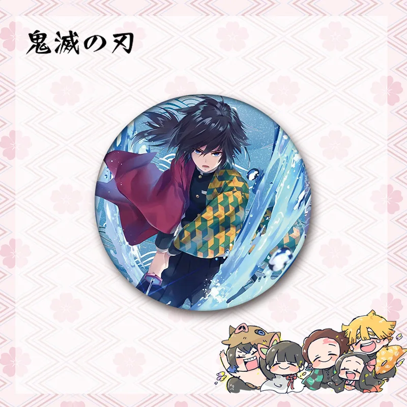 New Anime Demon Slayer 58mm Anime Tinplate Nezuko Tanjirou Butterfly Bear Badge Ornament Backpacks Bag Badges Button Brooch Pins
