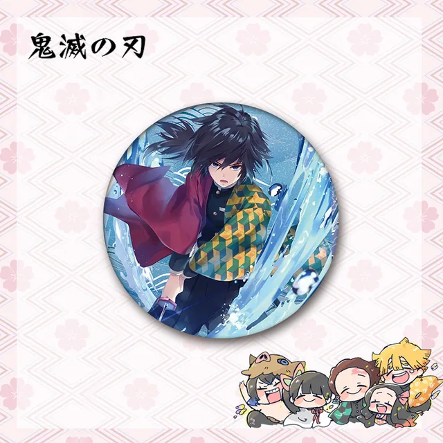 New Anime Demon Slayer 58mm Anime Tinplate Nezuko Tanjirou Butterfly Bear Badge Ornament Backpacks Bag Badges Button Brooch Pins Style-25