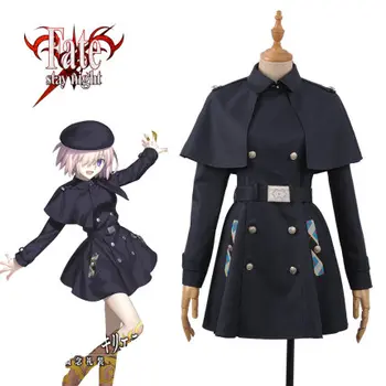 

Japan Anime Fate/Grand Order Mash Kyrielight Funeral Clothing Woman Cosplay Costume Dress Cloak Belt Beret
