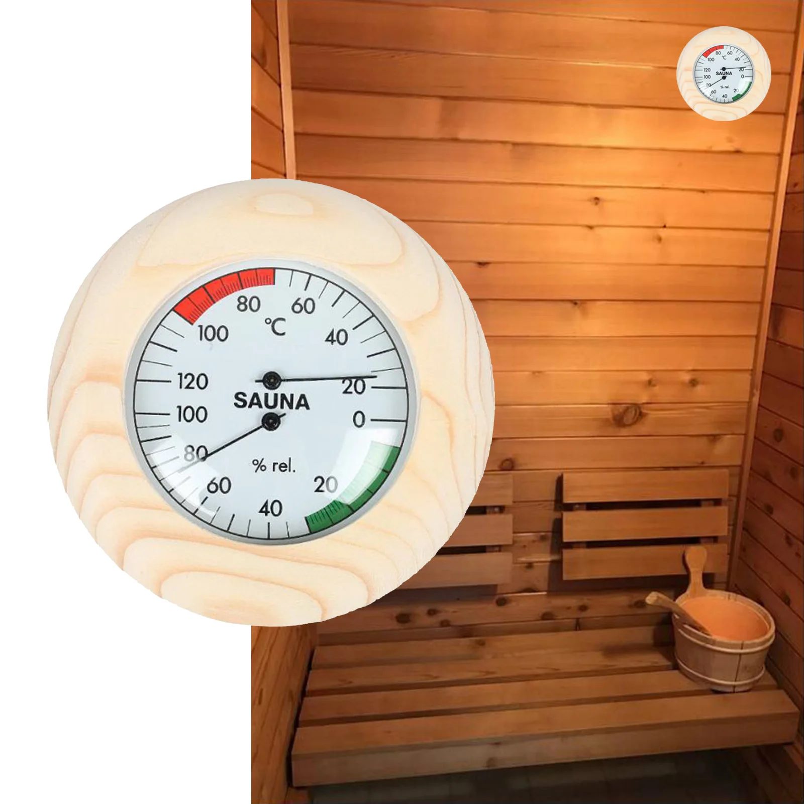 14.5x3cm Digital Sauna Wooden Thermometer Hygrometer for Sauna Room Hotel