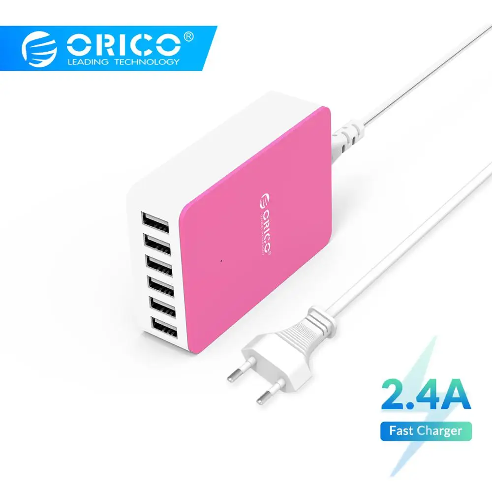 

ORICO 6 Port Desktop Charger 5V2.4A 50W Max Output USB Charger Power Adapter Charger for iPhone Samgsung Xiaomi Huawei Tablet