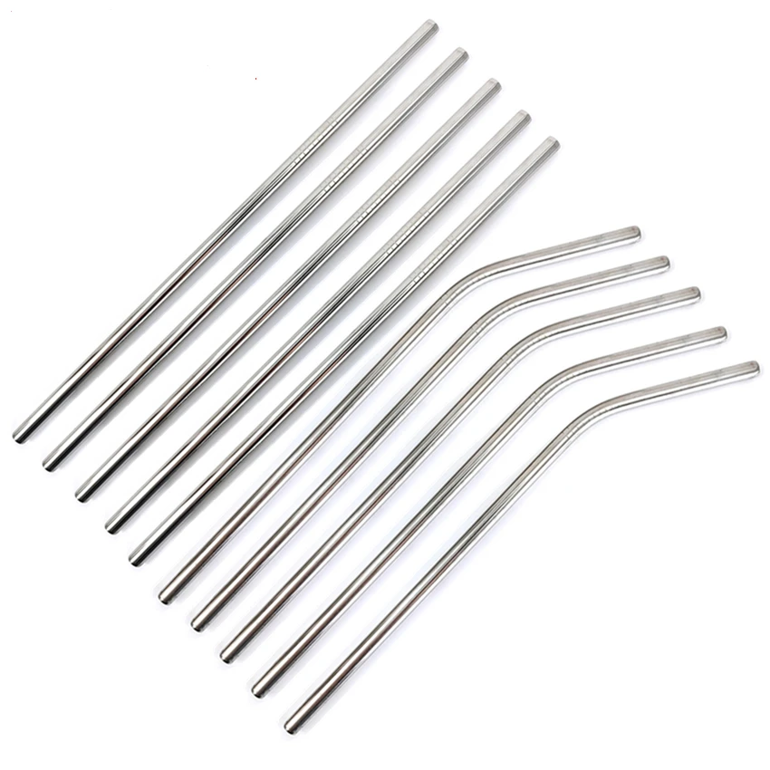 6mm Wide Straw Reusable Metal Straw Set Bubble Tea Straws 304 Stainless Steel Straws free shipping