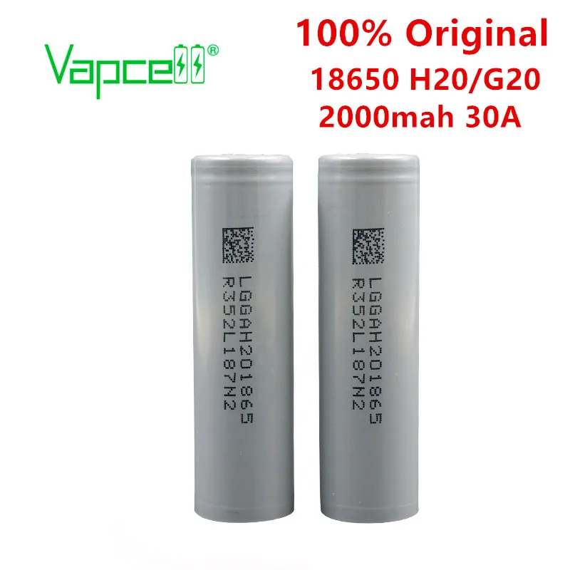 Vapcell Оригинал H20 / G20 18650 2000mah 30A батарея с высокой разрядкой перезаряжаемые
