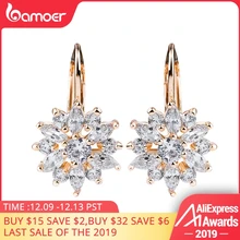 BAMOER 3 цвета Роскошный Золотой Цвет Цветок Серьги гвоздики с цирконием камень для женщин подарок на день рождения бижутерия JIE014