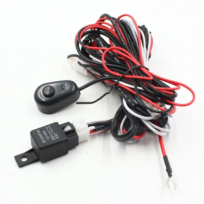 Universal Hareness Kit 1pc 1 to 2 Led Light Bar Cable 40A 12v 24v Switch Relay Auto Work Driving Fog light Wiring Loom Harness