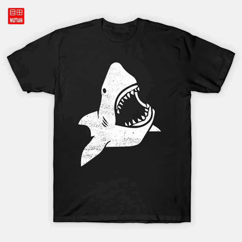 Great White Shark Showing Teeth T-Shirt Best Selling Jaws Parody Trend Marine Life | Мужская одежда