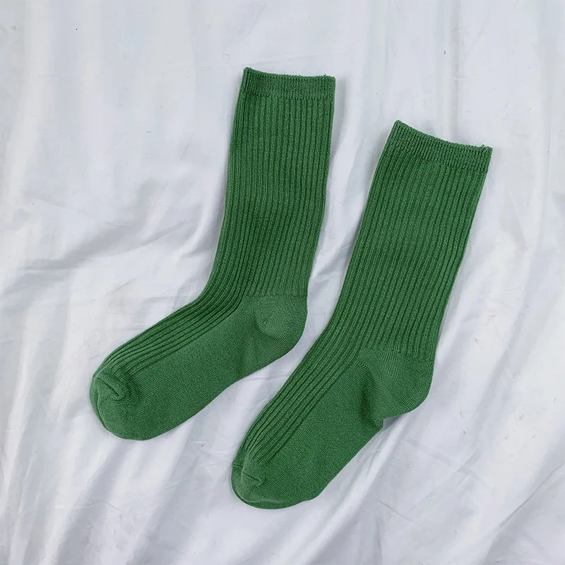 green SP&CITY, корейские, мерсеризованные, одноцветные носки, женские, цветные, короткие носки, лаконичные, вязаные, хлопковые, женские носки, Harajuku Meias, осенние носки - Цвет: green