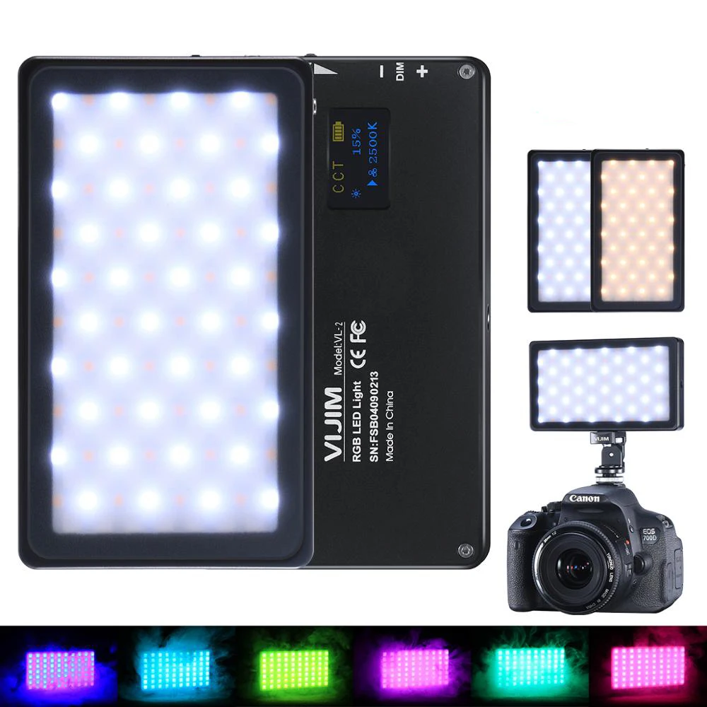 

VIJIM VL-2 RGB Full Color LED Video Light 2500K-8500K Dimmable On Camera Vlog Photography Lighting for On Sony Nikon DSLR Camera