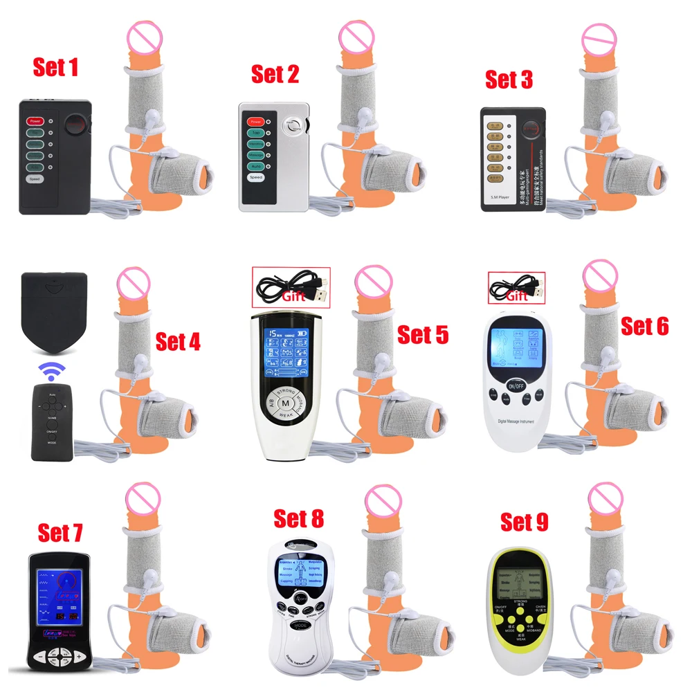 Electric Shock Therapy Conductive Elastic Penis Ring Electric Play Cock Cage Penis Extender BDSM Electro Stimulator Male Sex Toy